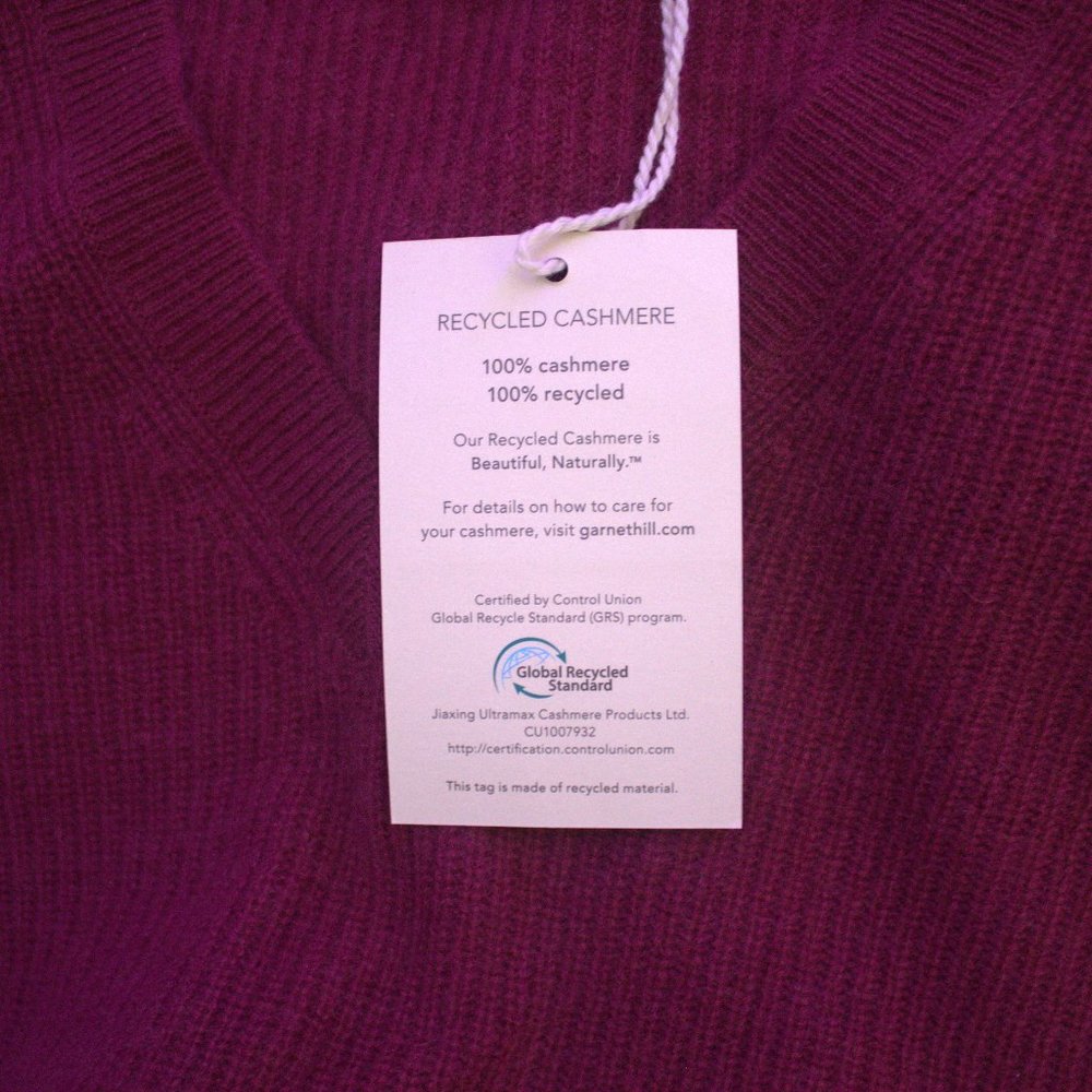 Garnet Hill | Gray & Sangria Cashmere Sweater - Picture 5 of 8